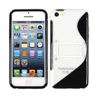PhoneNatic Case kompatibel mit Apple iPhone 5c - schwarz Silikon Hülle Aufstellbar + 2 Schutzfolien
