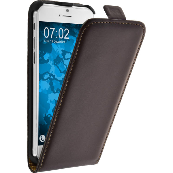 Kunst-Lederhülle für Apple iPhone 6s / 6 Flip-Case braun + 2