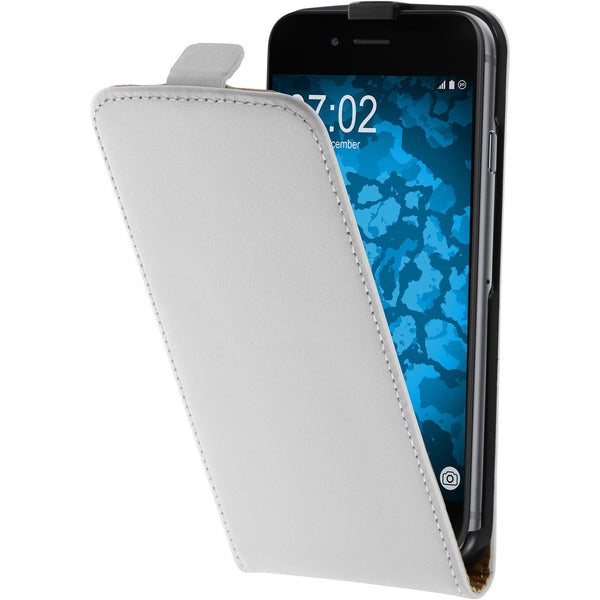 Kunst-Lederhülle für Apple iPhone 6s / 6 Flip-Case weiﬂ + 2