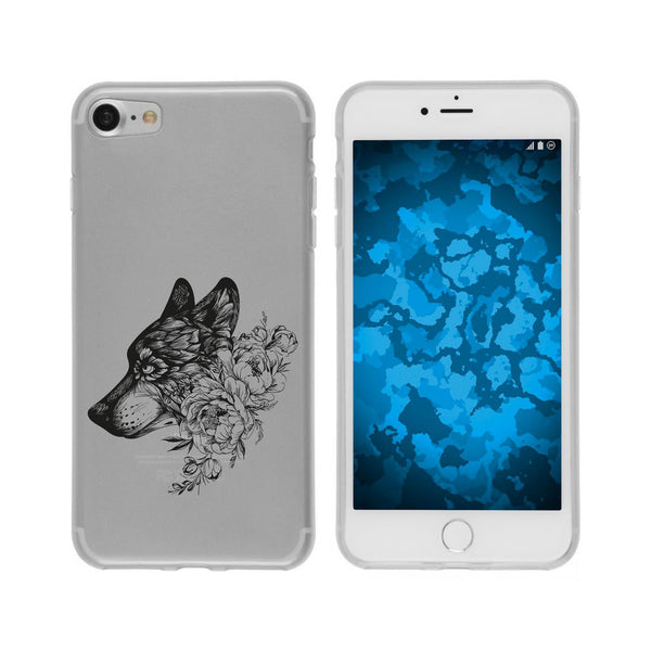 iPhone 7 / 8 / SE 2020 Silikon-Hülle Floral Wolf M3-1 Case