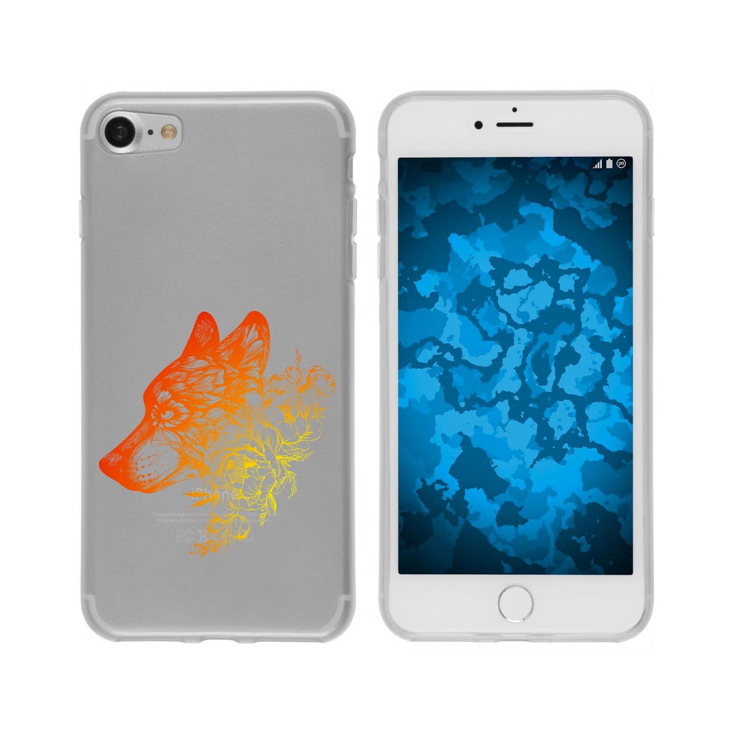 iPhone 7 / 8 / SE 2020 Silikon-Hülle Floral Wolf M3-2 Case