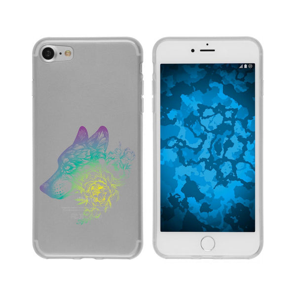 iPhone 7 / 8 / SE 2020 Silikon-Hülle Floral Wolf M3-4 Case