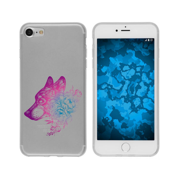 iPhone 7 / 8 / SE 2020 Silikon-Hülle Floral Wolf M3-6 Case