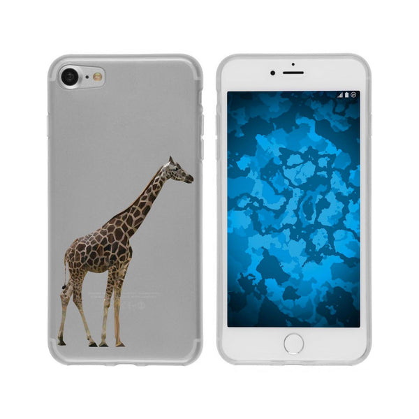 iPhone 7 / 8 / SE 2020 Silikon-Hülle Vektor Tiere Giraffe M8