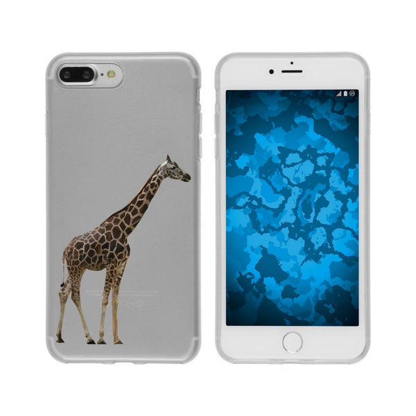 iPhone 7 Plus / 8 Plus Silikon-Hülle Vektor Tiere Giraffe M8