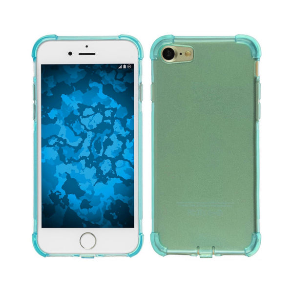 PhoneNatic Case kompatibel mit Apple iPhone 8 - blau Silikon Hülle Shock-Proof + 2 Schutzfolien