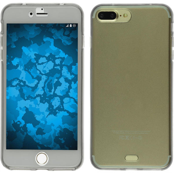 PhoneNatic Case kompatibel mit Apple iPhone 8 Plus - grau Silikon Hülle 360∞ Fullbody Cover
