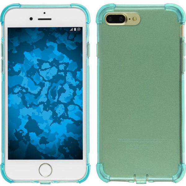 PhoneNatic Case kompatibel mit Apple iPhone 8 Plus - blau Silikon Hülle Shock-Proof + 2 Schutzfolien
