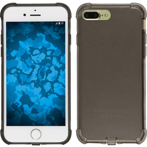 PhoneNatic Case kompatibel mit Apple iPhone 8 Plus - grau Silikon Hülle Shock-Proof + 2 Schutzfolien