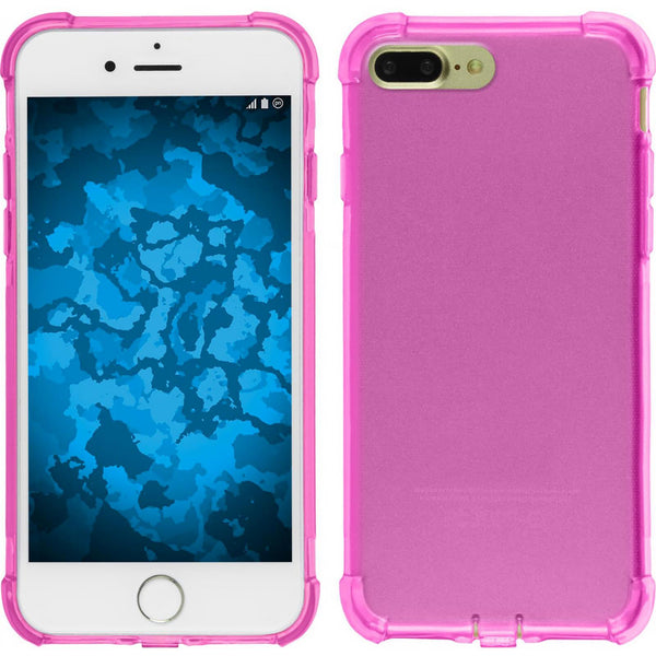 PhoneNatic Case kompatibel mit Apple iPhone 8 Plus - rosa Silikon Hülle Shock-Proof + 2 Schutzfolien