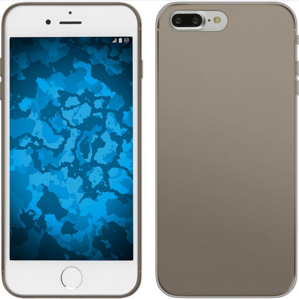 PhoneNatic Case kompatibel mit Apple iPhone 8 Plus - grau Silikon Hülle Slimcase + 2 Schutzfolien