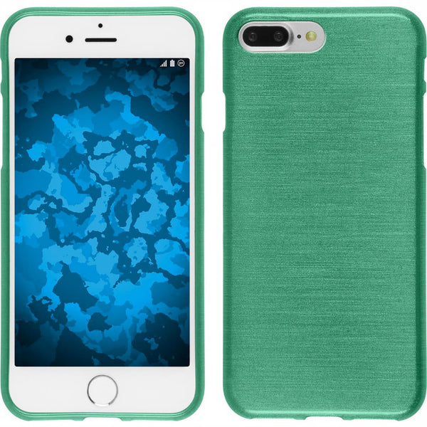 PhoneNatic Case kompatibel mit Apple iPhone 8 Plus - grün Silikon Hülle brushed + 2 Schutzfolien