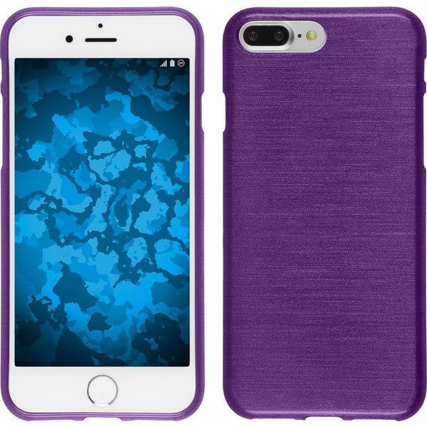 PhoneNatic Case kompatibel mit Apple iPhone 8 Plus - lila Silikon Hülle brushed + 2 Schutzfolien