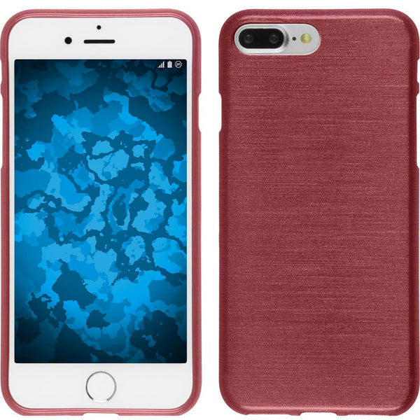 PhoneNatic Case kompatibel mit Apple iPhone 8 Plus - rosa Silikon Hülle brushed + 2 Schutzfolien