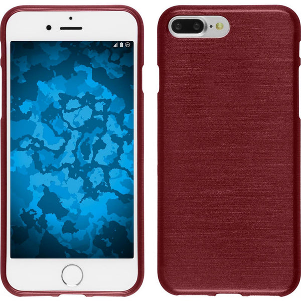 PhoneNatic Case kompatibel mit Apple iPhone 8 Plus - rot Silikon Hülle brushed + 2 Schutzfolien