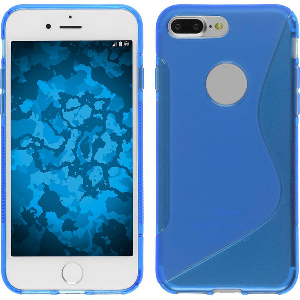 PhoneNatic Case kompatibel mit Apple iPhone 8 Plus - blau Silikon Hülle S-Style + 2 Schutzfolien