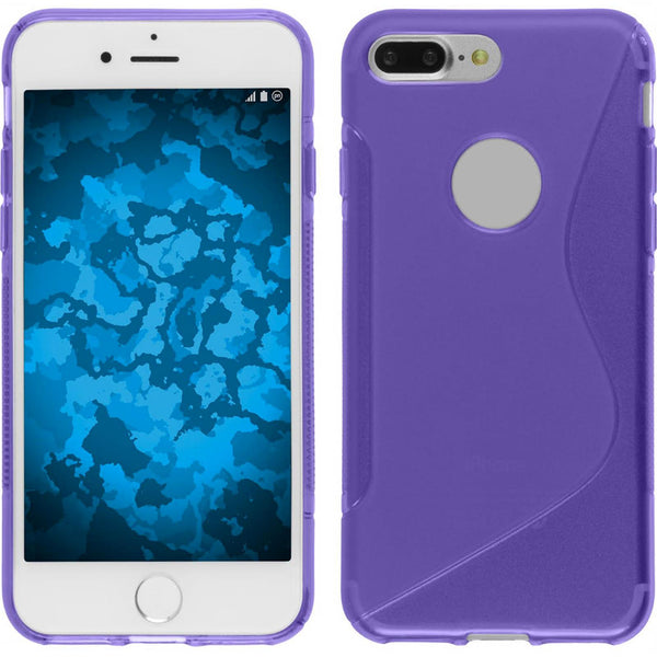 PhoneNatic Case kompatibel mit Apple iPhone 8 Plus - lila Silikon Hülle S-Style + 2 Schutzfolien
