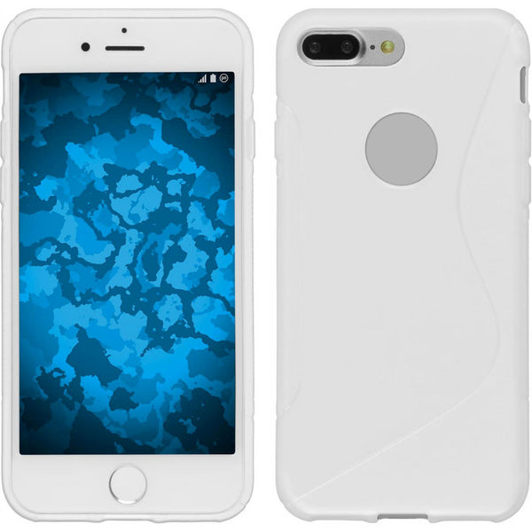 PhoneNatic Case kompatibel mit Apple iPhone 8 Plus - weiß Silikon Hülle S-Style + 2 Schutzfolien