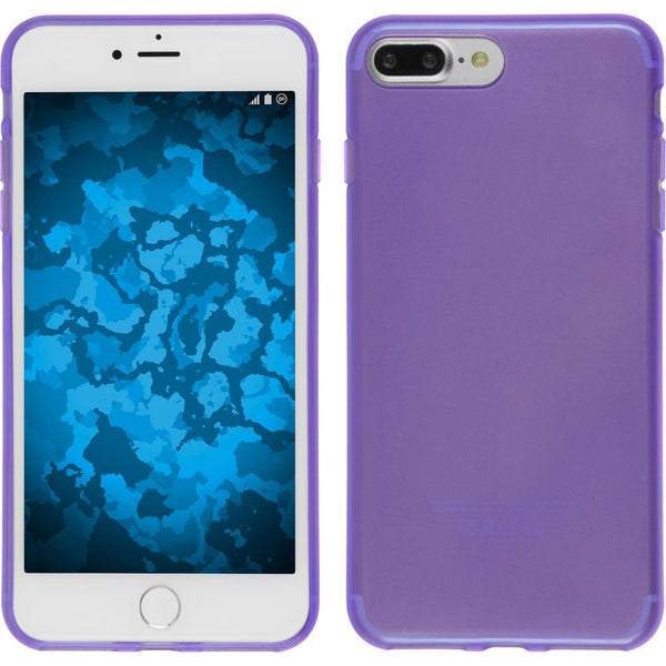 PhoneNatic Case kompatibel mit Apple iPhone 8 Plus - lila Silikon Hülle transparent + 2 Schutzfolien