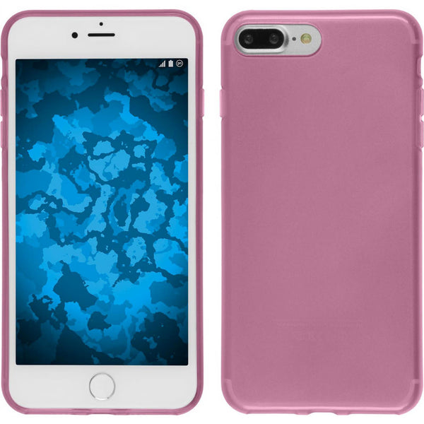 PhoneNatic Case kompatibel mit Apple iPhone 8 Plus - rosa Silikon Hülle transparent + 2 Schutzfolien