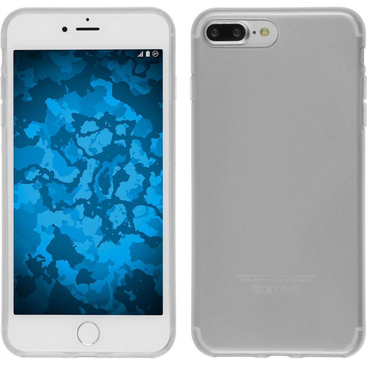 PhoneNatic Case kompatibel mit Apple iPhone 8 Plus - weiß Silikon Hülle transparent + 2 Schutzfolien
