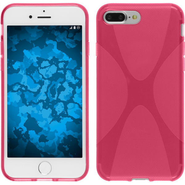 PhoneNatic Case kompatibel mit Apple iPhone 8 Plus - pink Silikon Hülle X-Style + 2 Schutzfolien