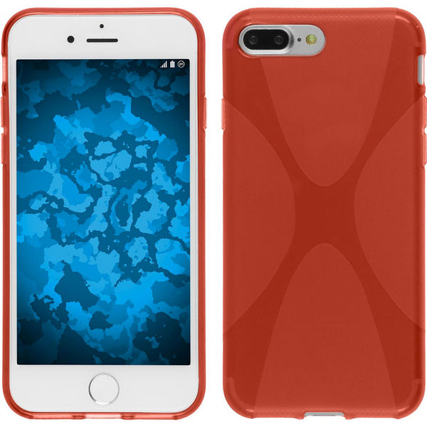 PhoneNatic Case kompatibel mit Apple iPhone 7 Plus / 8 Plus - rot Silikon Hülle X-Style + 2 Schutzfolien