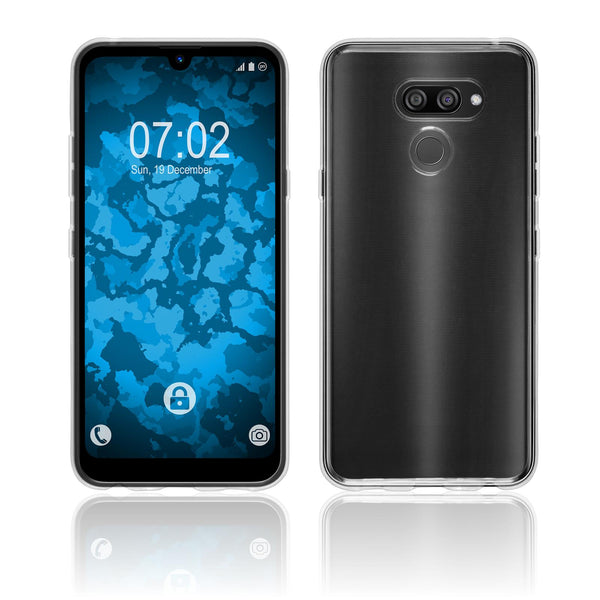 PhoneNatic Case kompatibel mit LG K50 - Crystal Clear Silikon Hülle transparent + 2 Schutzfolien