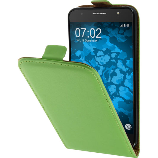 Kunst-Lederhülle für Alcatel POP 4 Flip-Case grün + 2 Schutz