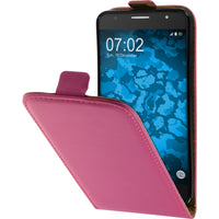 Kunst-Lederhülle für Alcatel POP 4 Flip-Case pink + 2 Schutz