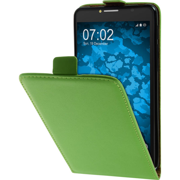 Kunst-Lederhülle für Alcatel POP 4s Flip-Case grün + 2 Schut
