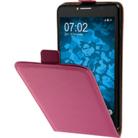 Kunst-Lederhülle für Alcatel POP 4s Flip-Case pink + 2 Schut