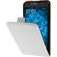 Kunst-Lederhülle für Alcatel POP 4s Flip-Case weiﬂ + 2 Schut