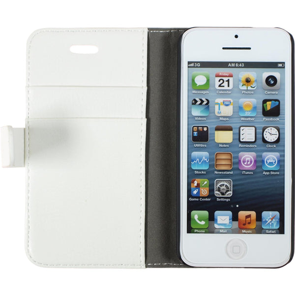 Kunst-Lederhülle für Apple iPhone 5c Premium weiß + 2 Schutz
