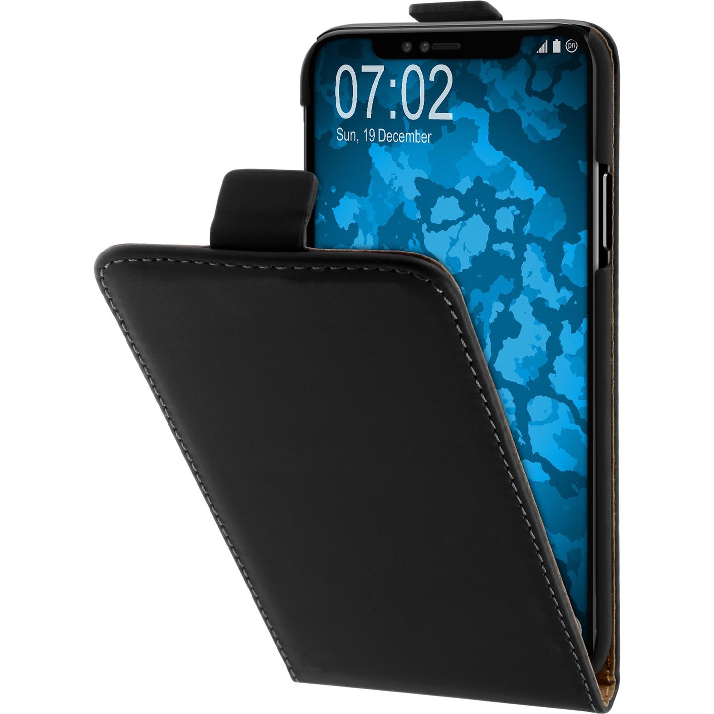 Kunst-Lederhülle für Apple iPhone X / XS Flip-Case schwarz C