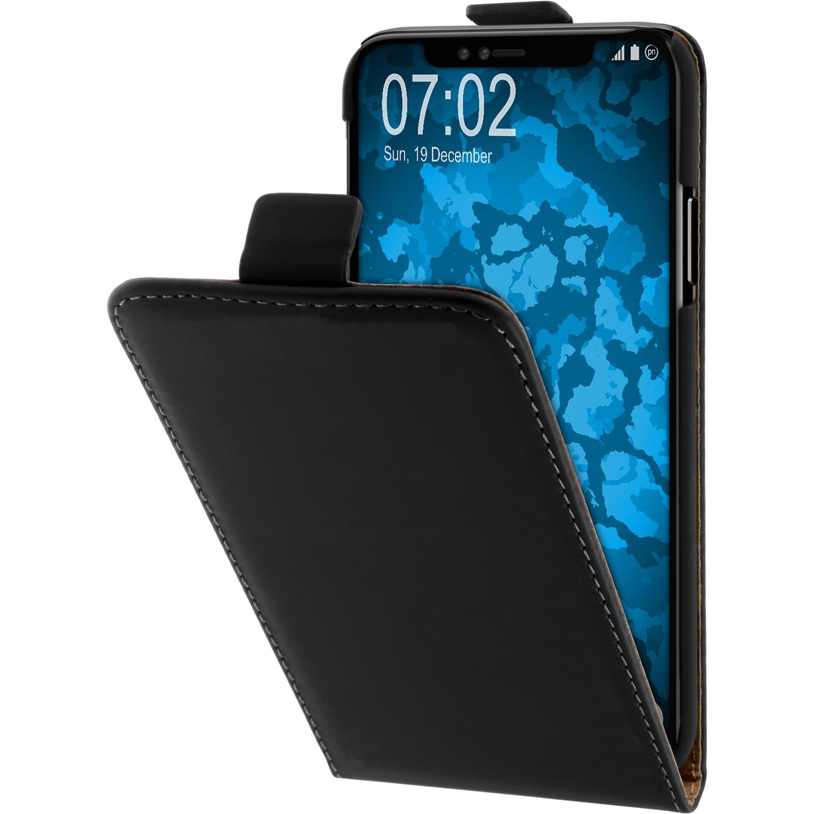 Kunst-Lederhülle für Apple iPhone X / XS Flip-Case schwarz C