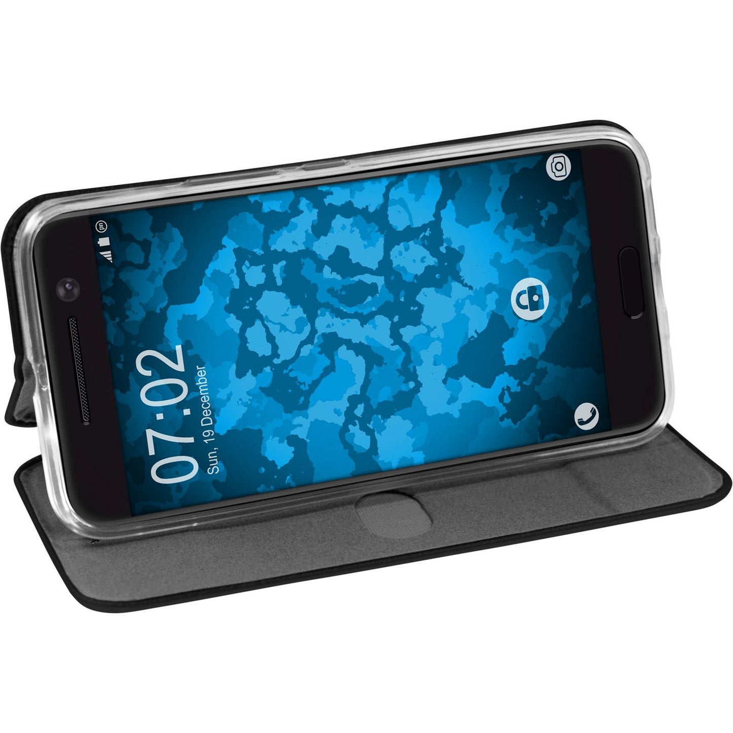 Kunst-Lederhülle für HTC 10 Etui schwarz + 2 Schutzfolien