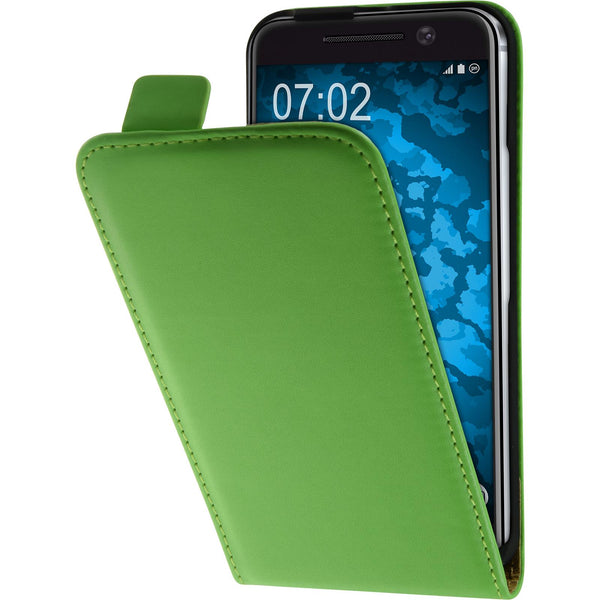 Kunst-Lederhülle für HTC 10 Flip-Case grün + 2 Schutzfolien
