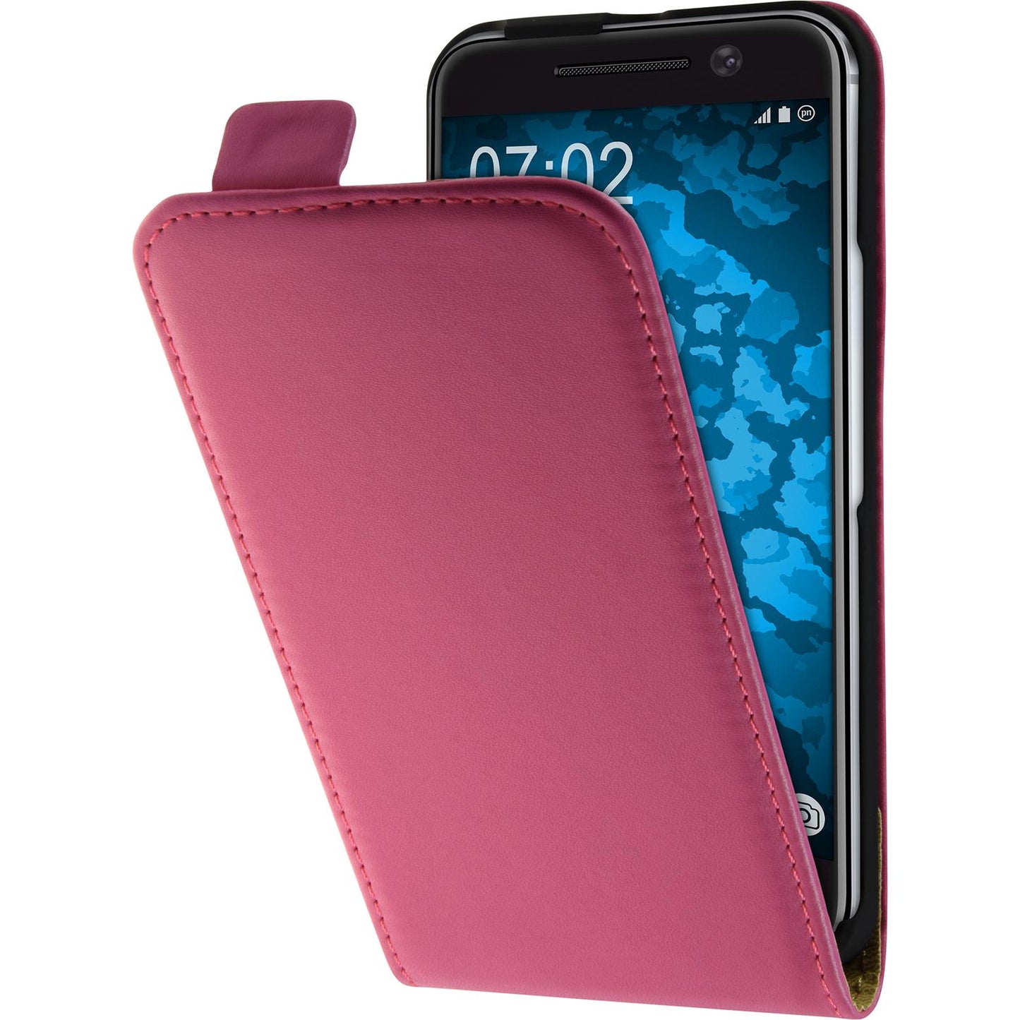 Kunst-Lederhülle für HTC 10 Flip-Case pink + 2 Schutzfolien