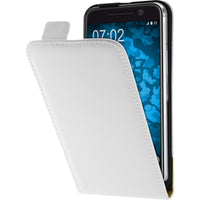 Kunst-Lederhülle für HTC 10 Flip-Case weiﬂ + 2 Schutzfolien