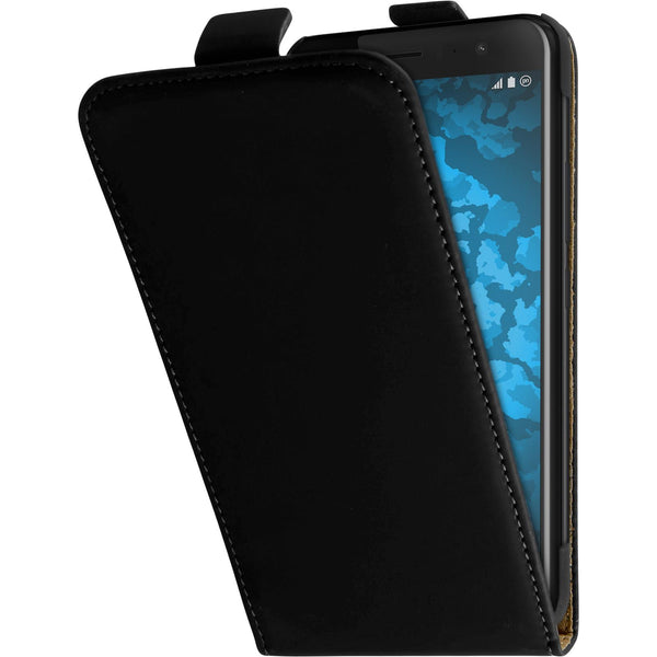 Kunst-Lederhülle für HTC U11 Flip-Case schwarz + 2 Schutzfol