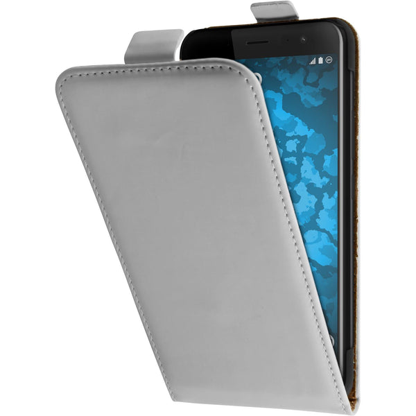 Kunst-Lederhülle für HTC U11 Flip-Case weiﬂ + 2 Schutzfolien