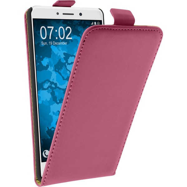Kunst-Lederhülle für Huawei Honor 6x Flip-Case pink + 2 Schu