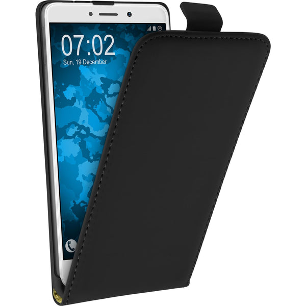 Kunst-Lederhülle für Huawei Honor 6x Flip-Case schwarz + 2 S