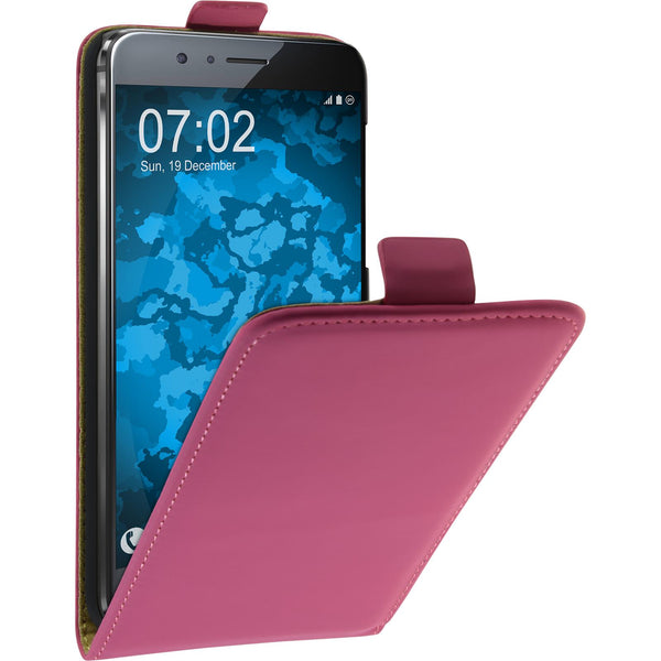 Kunst-Lederhülle für Huawei Honor 8 Flip-Case pink + 2 Schut