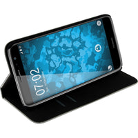 Kunst-Lederhülle für Huawei Nova Plus Book-Case weiﬂ + 2 Sch