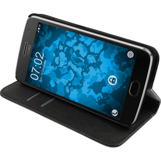 Kunst-Lederhülle für Lenovo Moto G5s Book-Case schwarz Cover