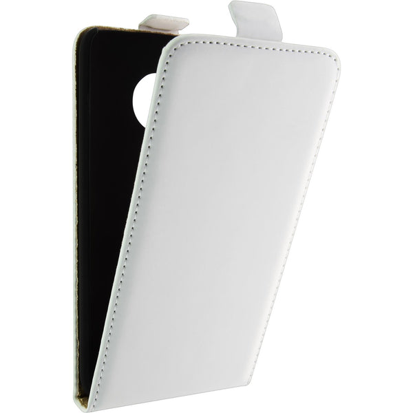 Kunst-Lederhülle für Lenovo Moto G5 Flip-Case weiﬂ + 2 Schut