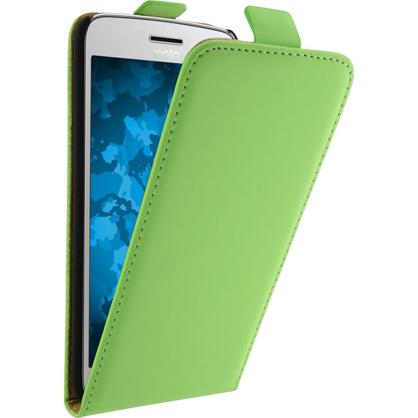 Kunst-Lederhülle für Lenovo Moto G5 Plus Flip-Case grün + 2