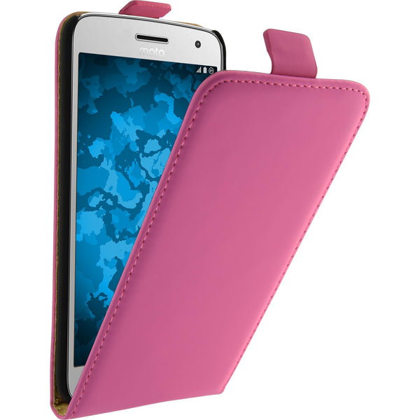 Kunst-Lederhülle für Lenovo Moto G5 Plus Flip-Case pink + 2